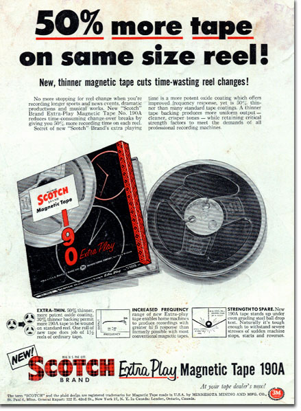 3M Scotch recording tape ads in the Museum of Magnetic Sound Recording's vintage reel tape recorder recording collection