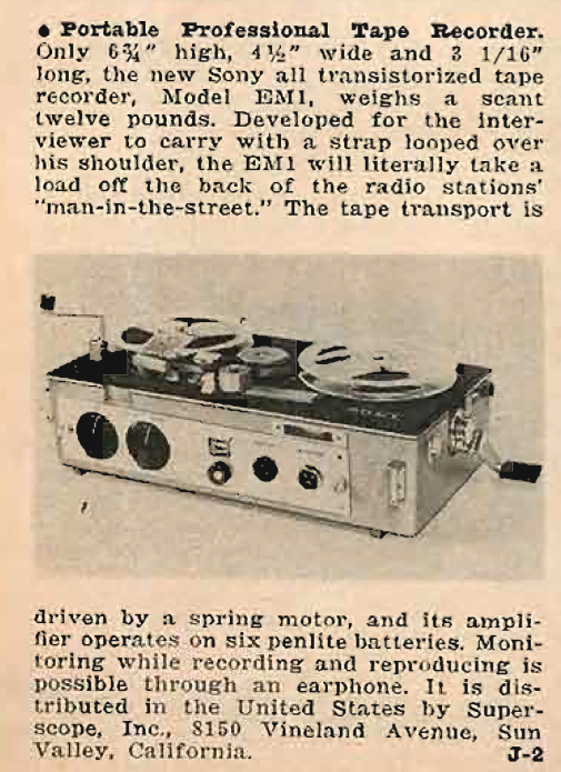 Sony portable recorder named the EMI